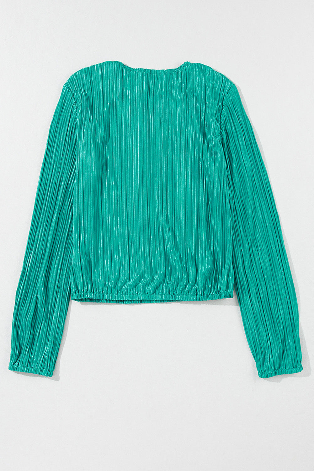 Sea Green Pleated Luster Long Sleeve Top
