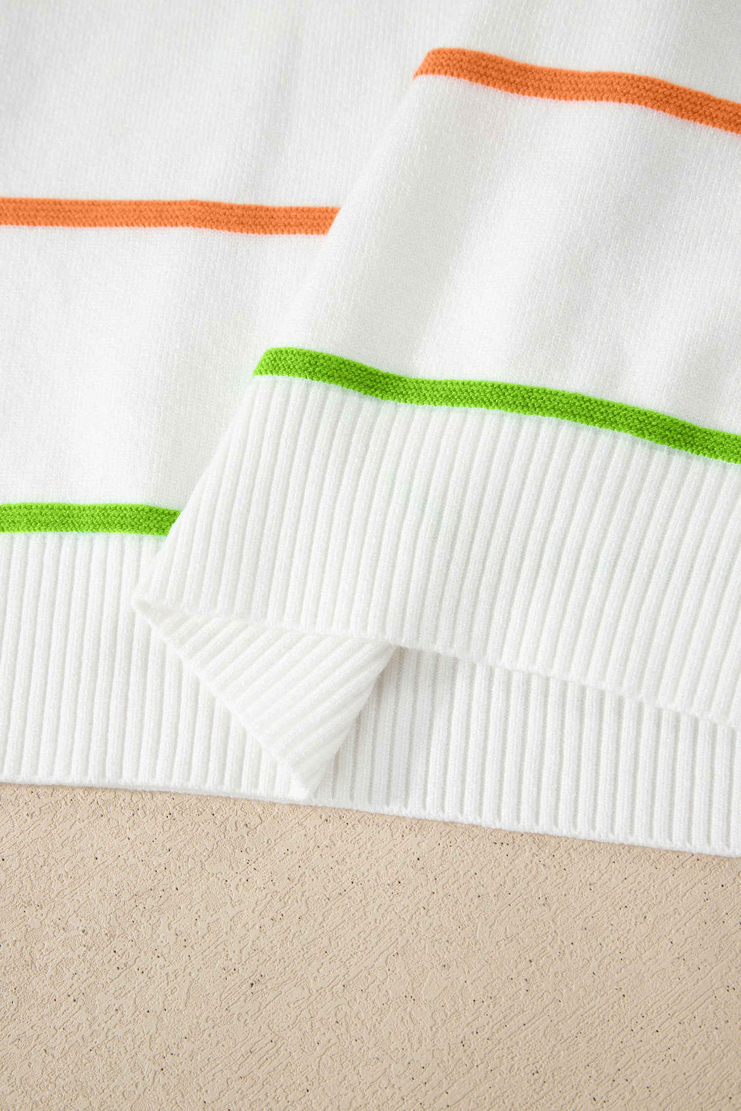 Green Stripe Round Neck Knitted Sweater Tank