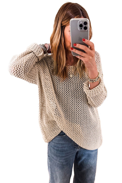 Coral Crochet Hollow-out Jumper Top Sweater