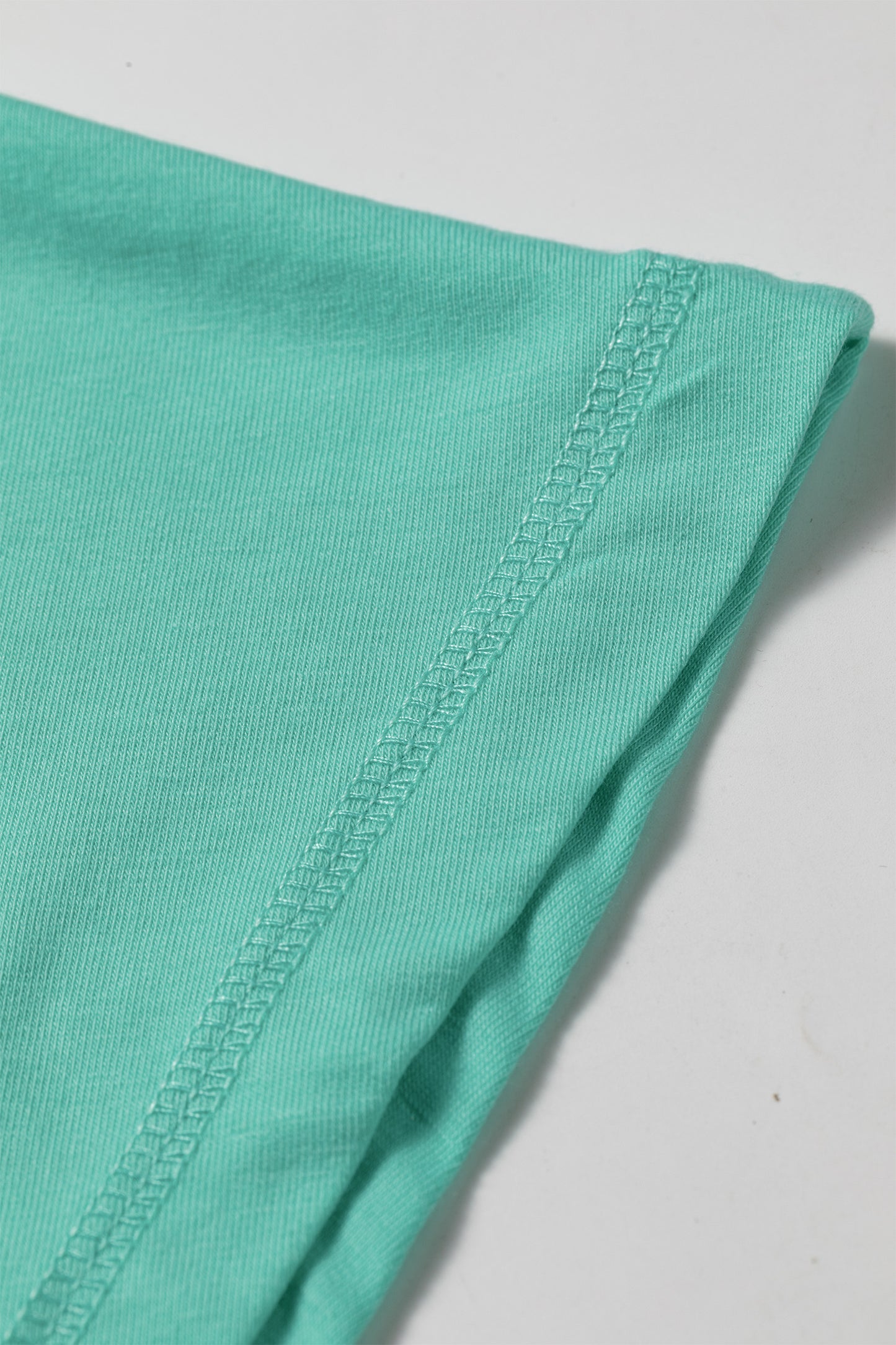 Mint Green Raw Edge Patch Pocket Oversized Top and Shorts Set