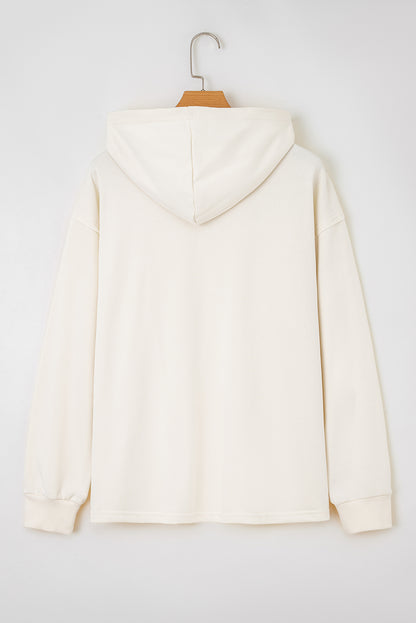 White Solid Color Cute Bow Detail Loose Hoodie