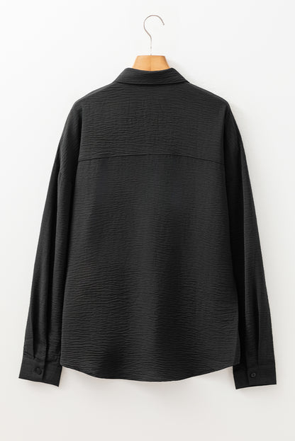 Beige Pure Color Patch Pocket Shirt