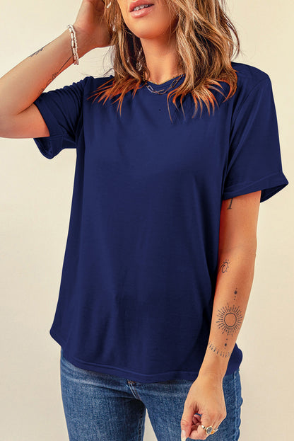 Yellow Cream Casual Plain Crew Neck Tee