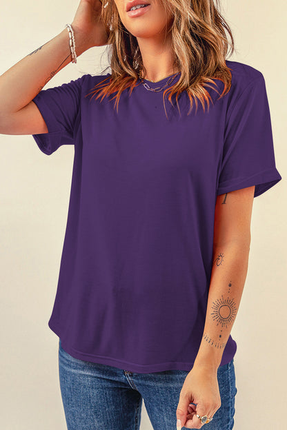 Yellow Cream Casual Plain Crew Neck Tee