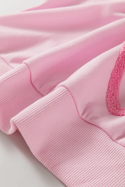 Phalaenopsis Chenille Heart Pattern Casual 2pcs Pants Set