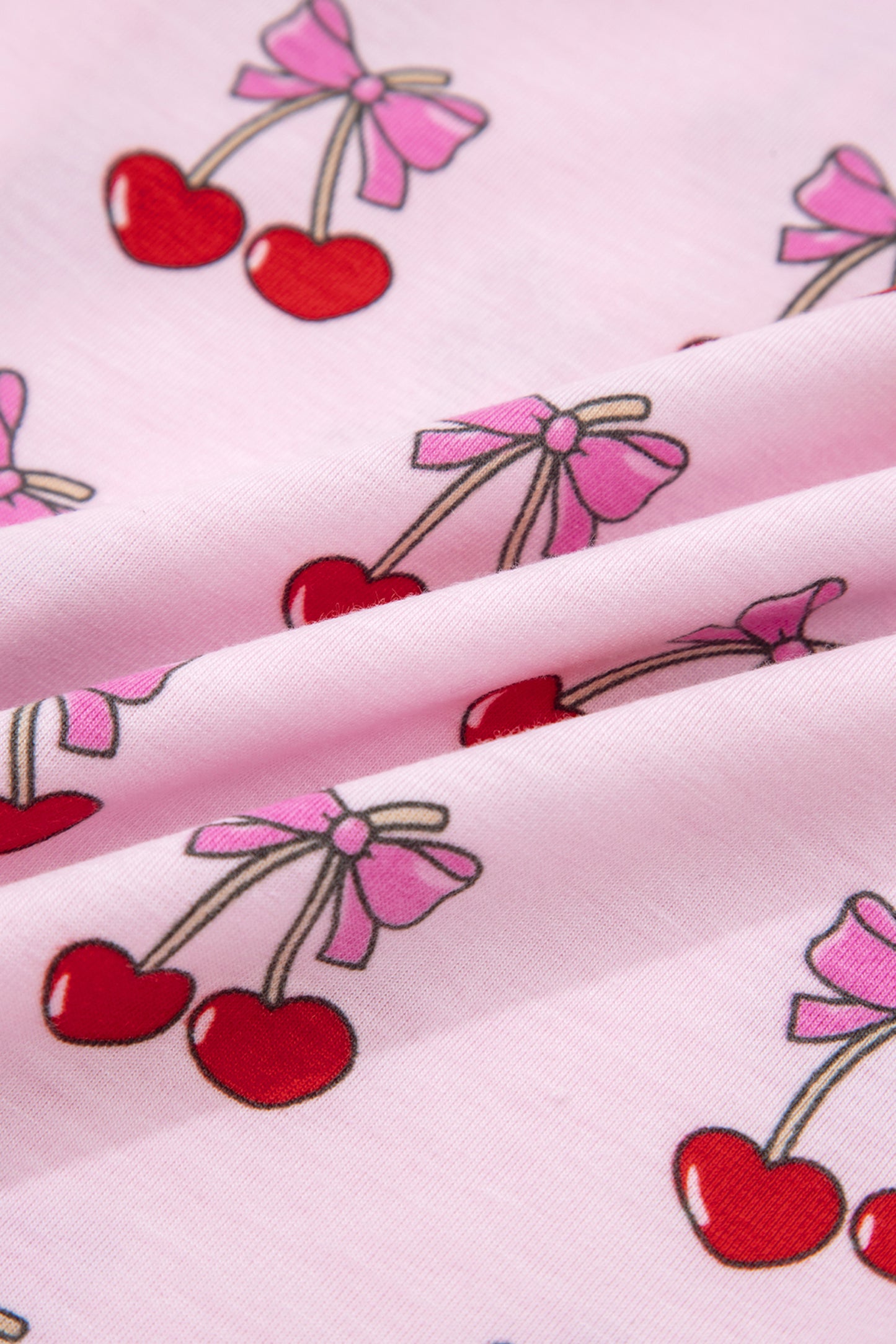 Pink Cherry/Bow Print Short Pajama Set
