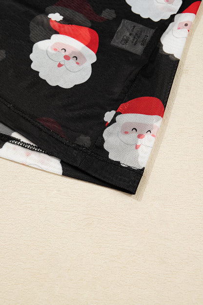 Black Christmas Fashion Print Slim Fit Long Sleeve Top
