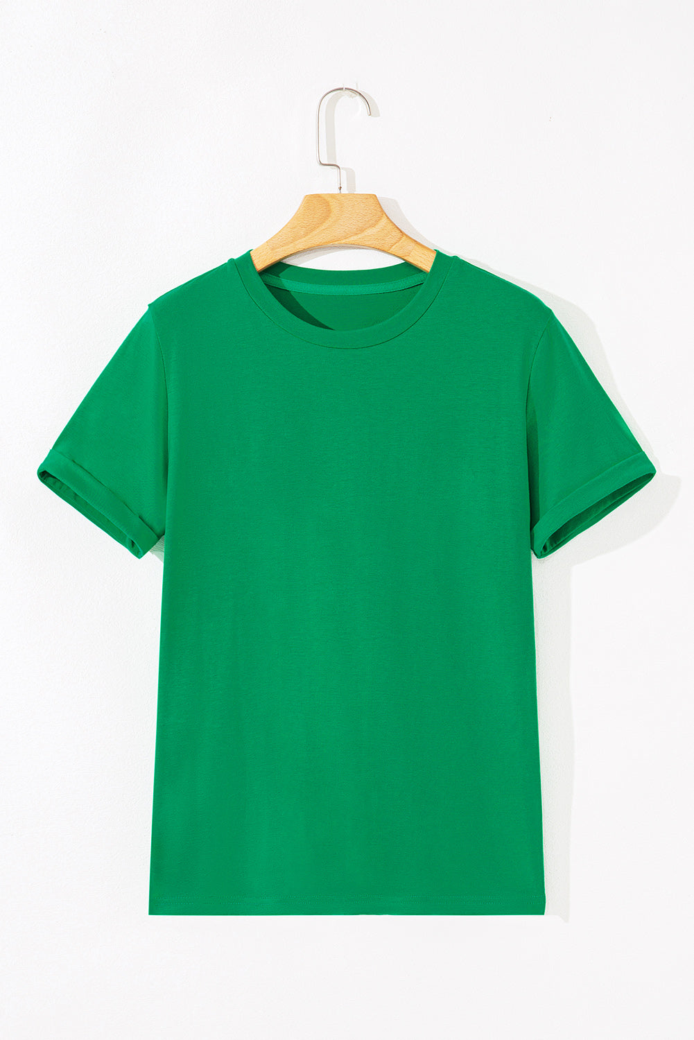 Yellow Cream Casual Plain Crew Neck Tee