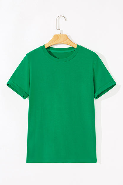 Yellow Cream Casual Plain Crew Neck Tee