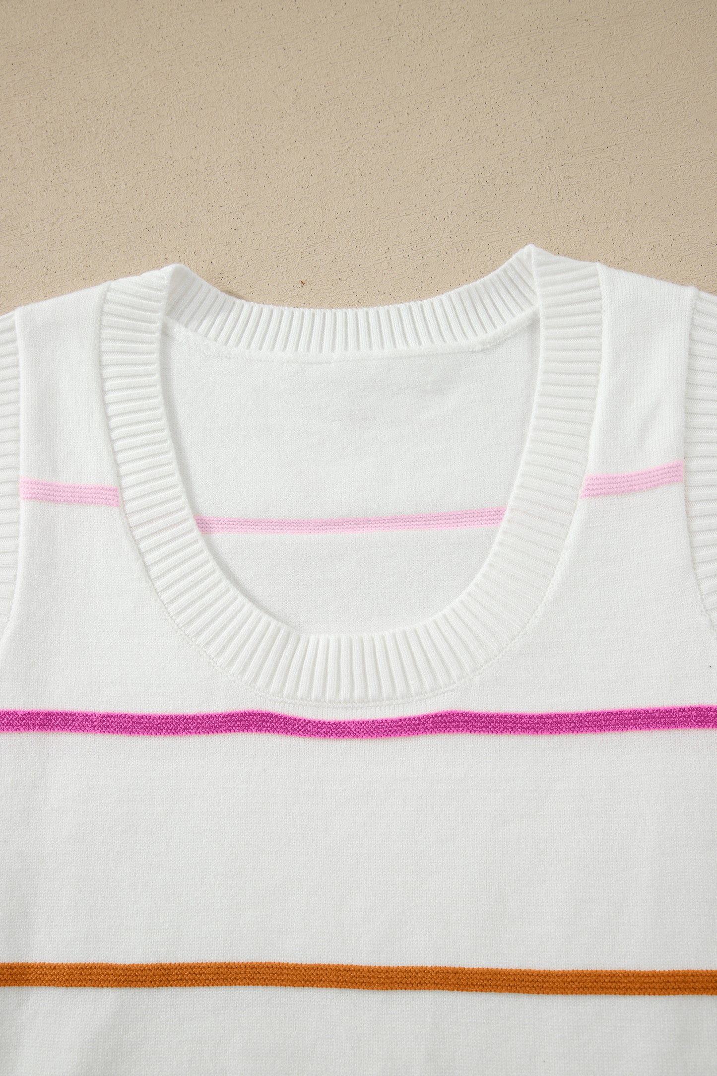 Green Stripe Round Neck Knitted Sweater Tank