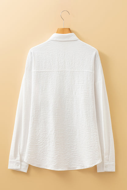 Beige Pure Color Patch Pocket Shirt