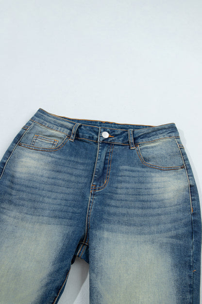 Sail Blue Pocket Detail Flare Leg Jeans