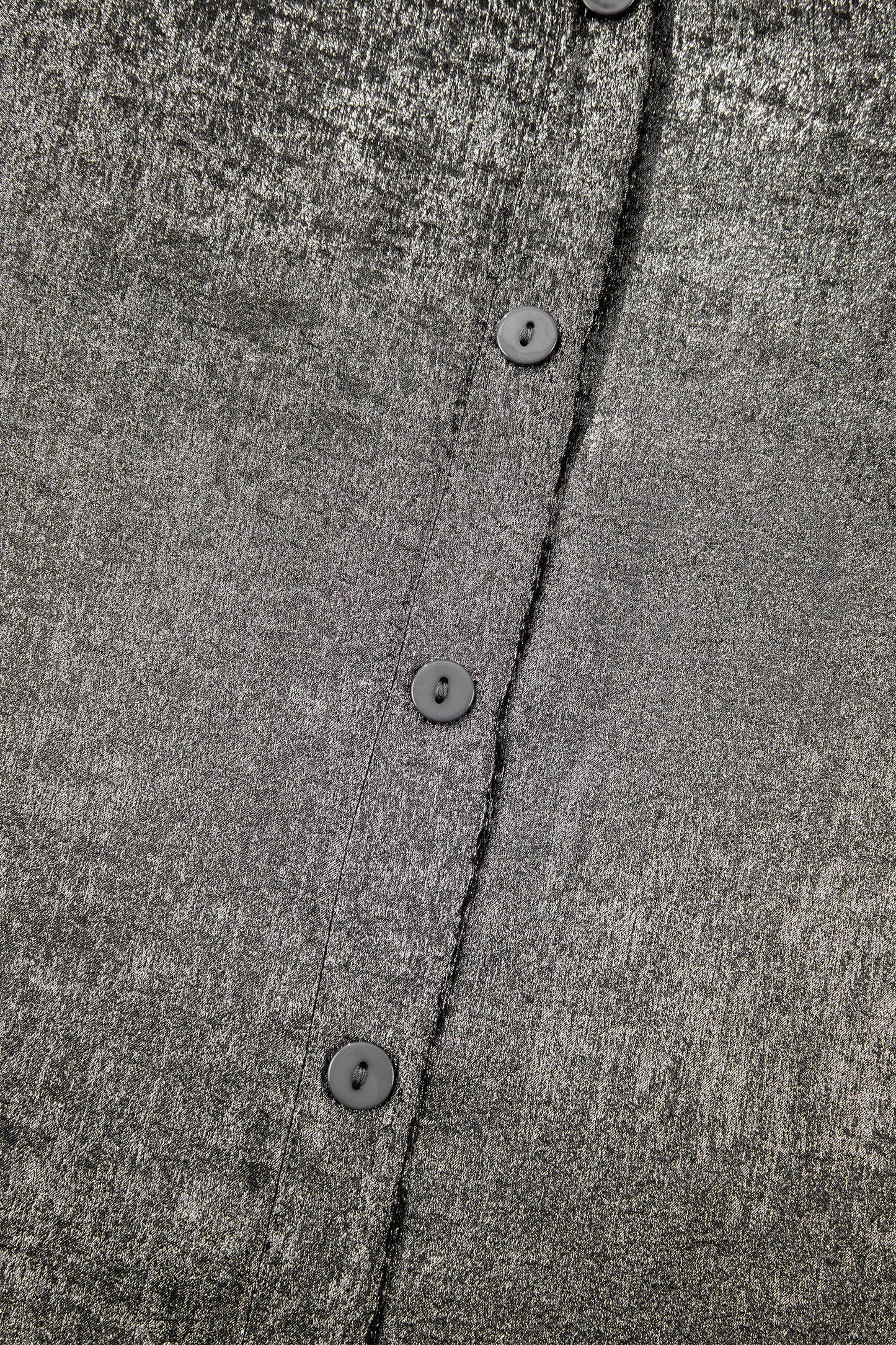 Silvery Metallic Round Neck Ruffle Trim Sleeveless Top