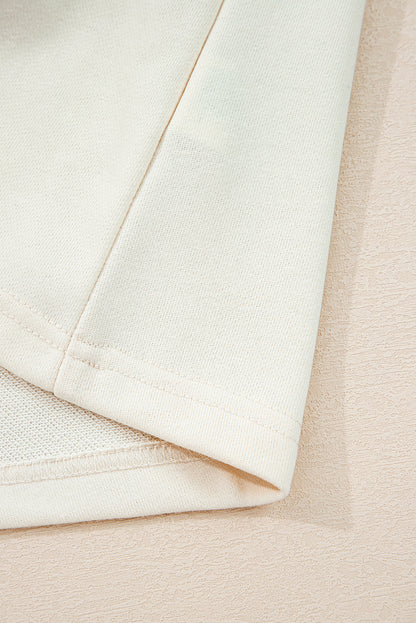 White Solid Color Cute Bow Detail Loose Hoodie