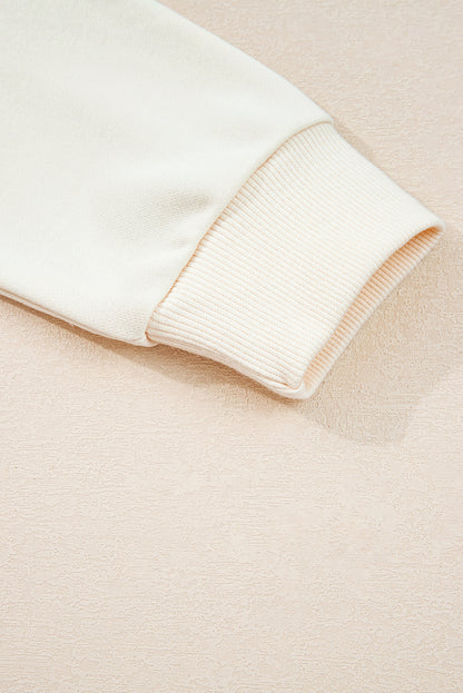 White Solid Color Cute Bow Detail Loose Hoodie