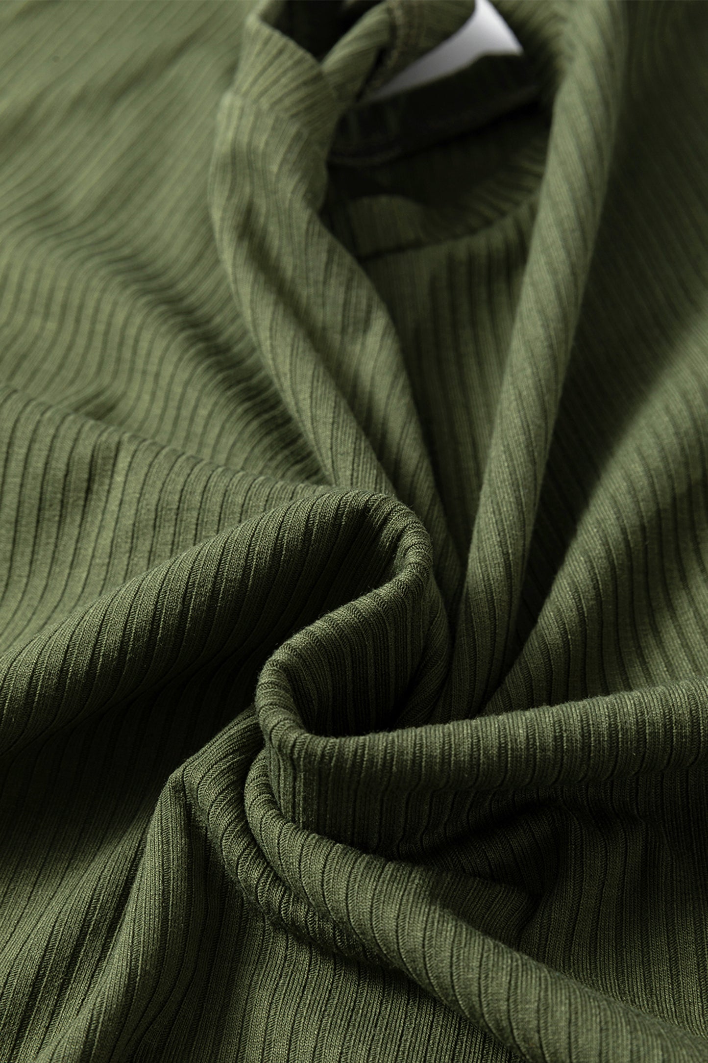 Jungle Green Solid Color Ribbed Ruffled Short Sleeve T Shirt