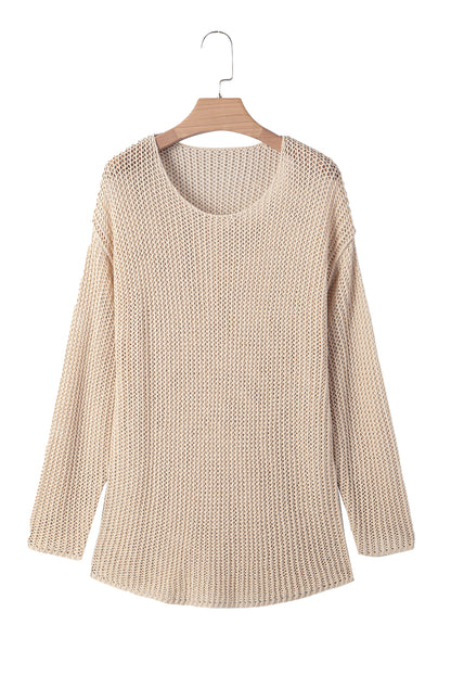 Coral Crochet Hollow-out Jumper Top Sweater