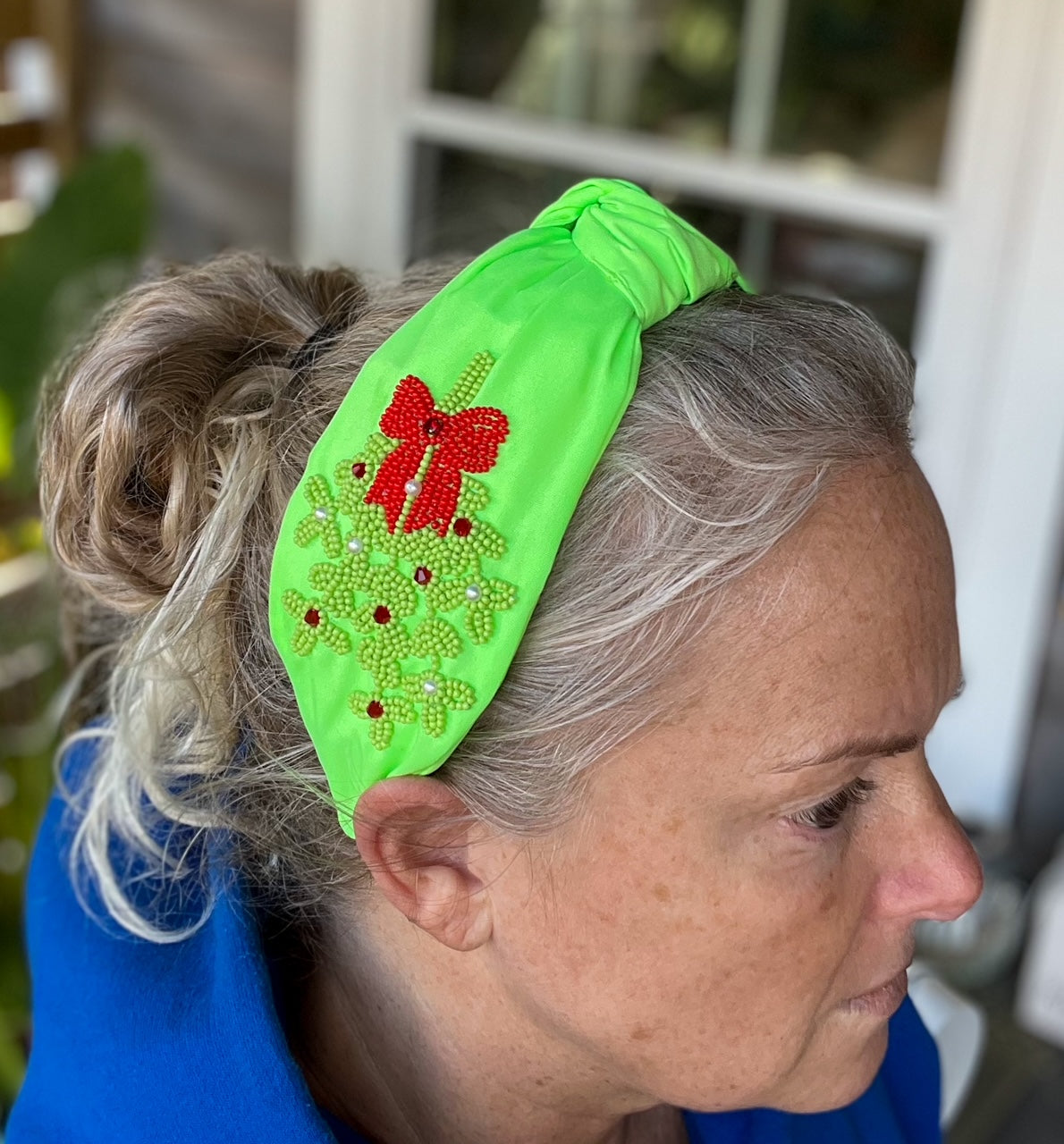Mistletoe Christmas Seed Beaded Headband OBX Prep Exclusive S