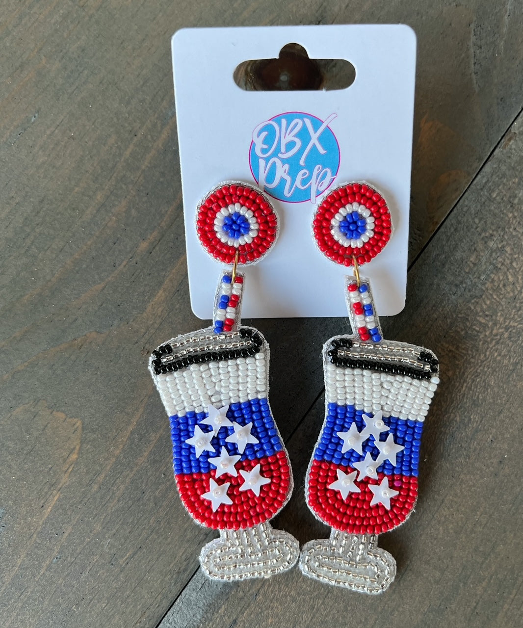 Patriotic Red White and Blue Cocktail Earrings - OBX Prep
