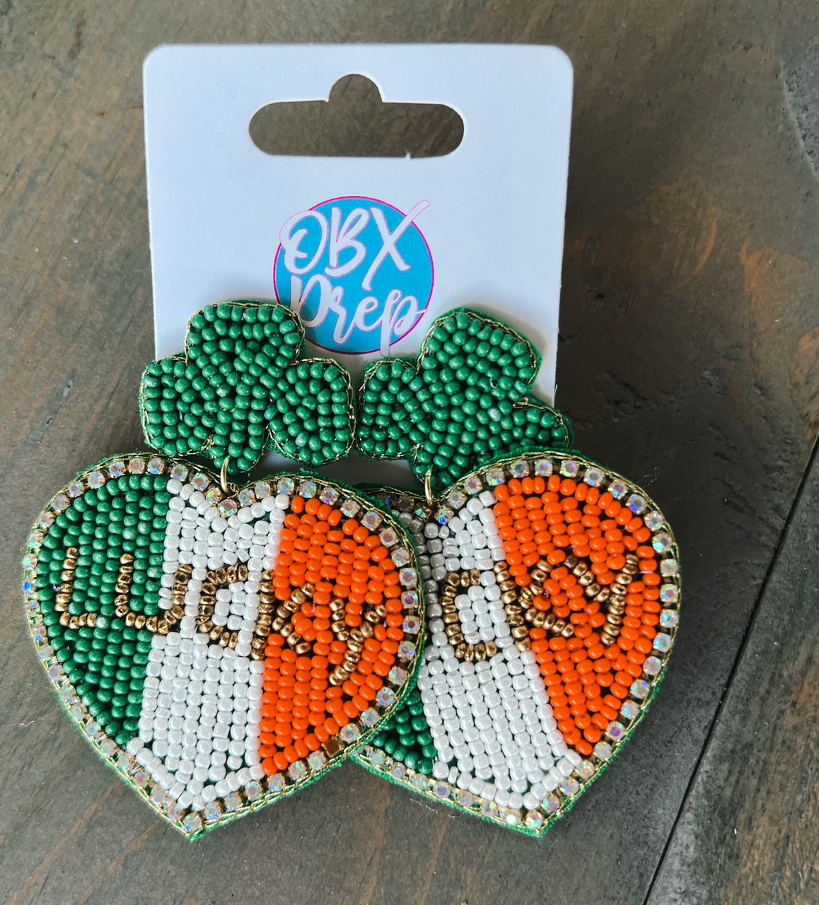 Clover St. Patrick's Day Lucky Seed Beaded Drop Earrings - OBX Prep
