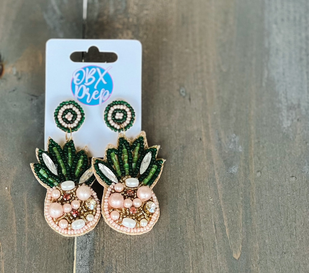 Pink Pineapple Seed Bead Dangle Earrings - OBX Prep