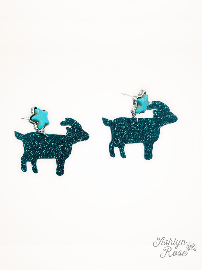 Acrylic Lamb Drop Earrings in Turquoise