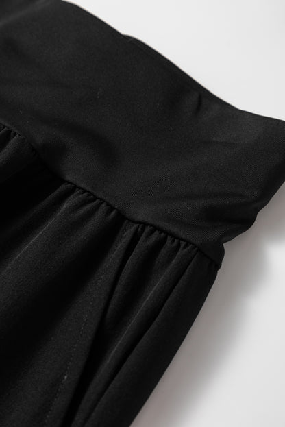 Black Elastic High Waist Pocketed Cargo Jogger Pants