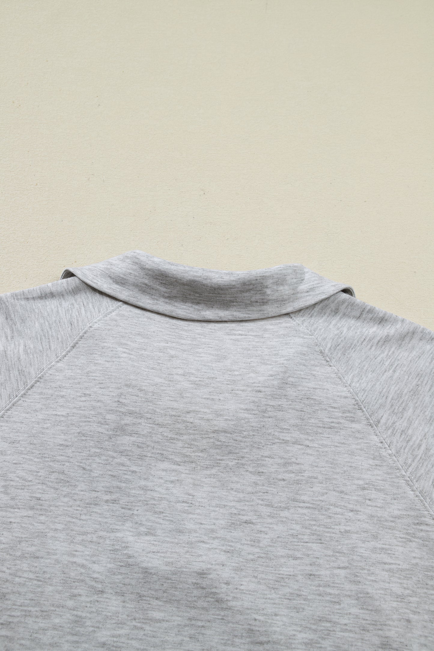 Light Grey Collared V Neck Tee Drawstring Elastic Waist Shorts 2pcs Outfit