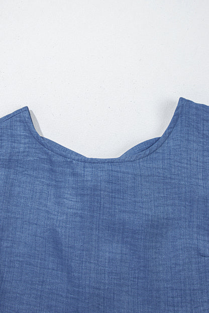 Ashleigh Blue Knot Scoop Back Ruffle Hem Sleeveless Mini Dress