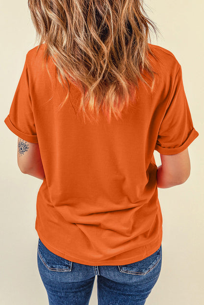 Yellow Cream Casual Plain Crew Neck Tee
