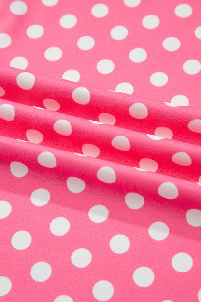 Pink Polka Dot Print Slim Tank Loose Pants 2pcs Outfit