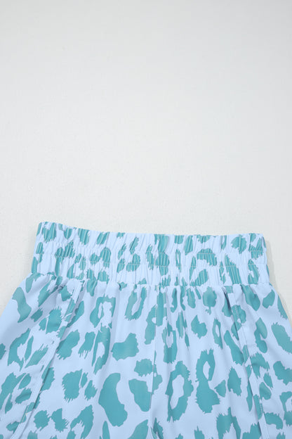 White Leopard High Waisted Athletic Shorts