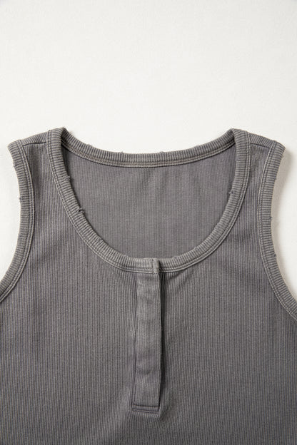 Bright Green Vintage Distressed Ribbed Mineral Wash Tank Top