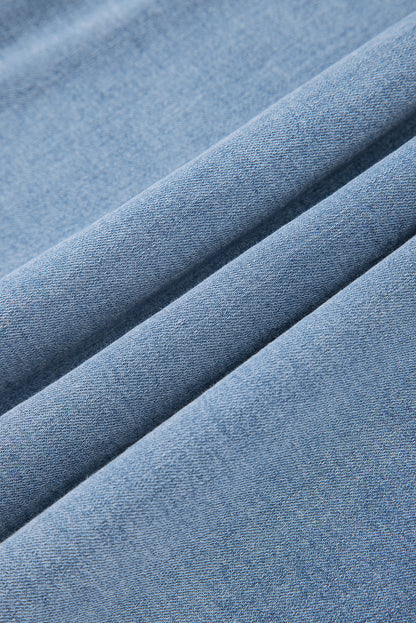 Myosotis Square Neck Bowknot A-line Sleeveless Denim Dress