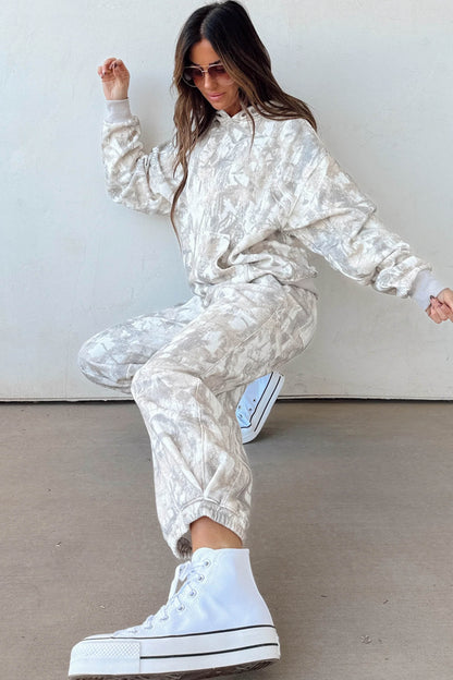 Multicolour Abstract Print Long Sleeve Elastic Waist Pant Set