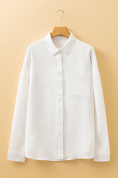Beige Pure Color Patch Pocket Shirt