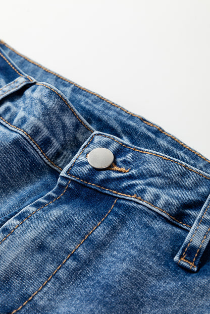 Dusk Blue High Waist Straight Leg Ankle Jeans