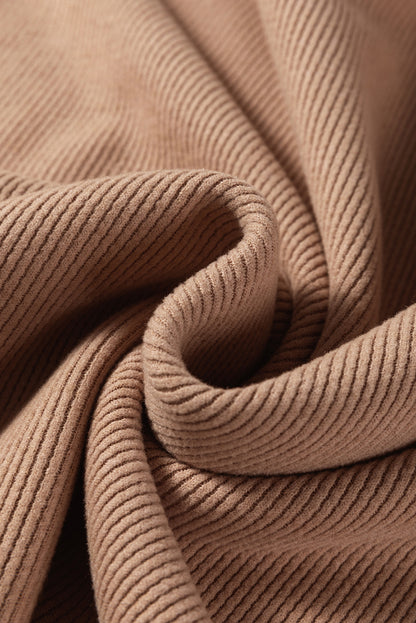 Parchment Leopard Drawstring Pullover Hoodie and High Waist Pants Corduroy Suit