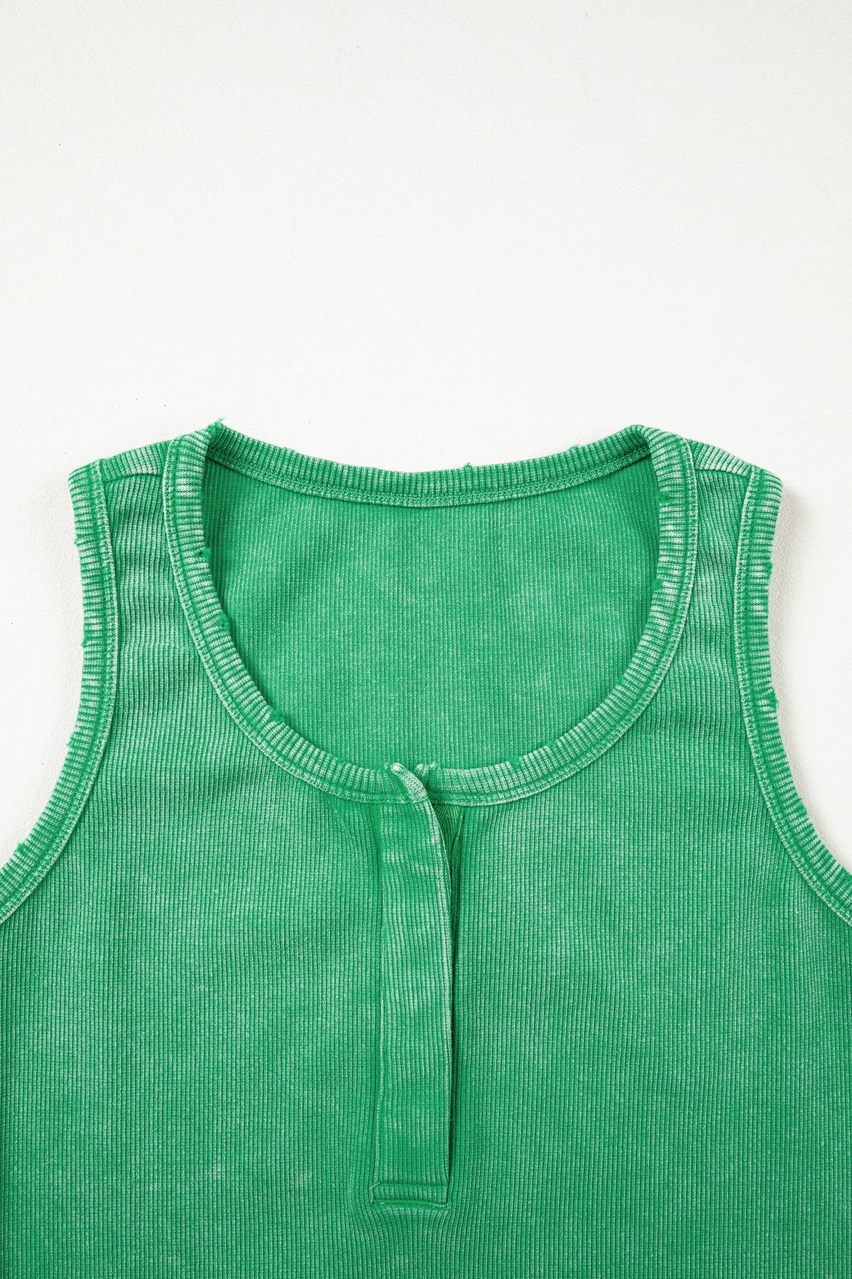 Bright Green Vintage Distressed Ribbed Mineral Wash Tank Top