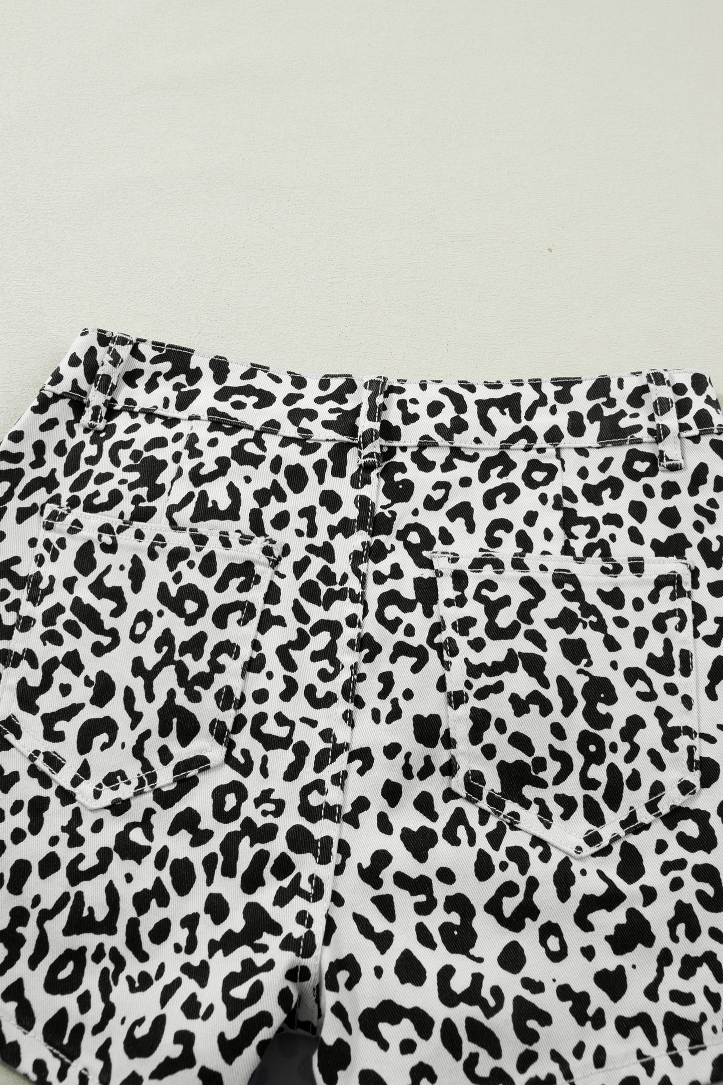 Brown Leopard Print Button Overlap Denim Shorts