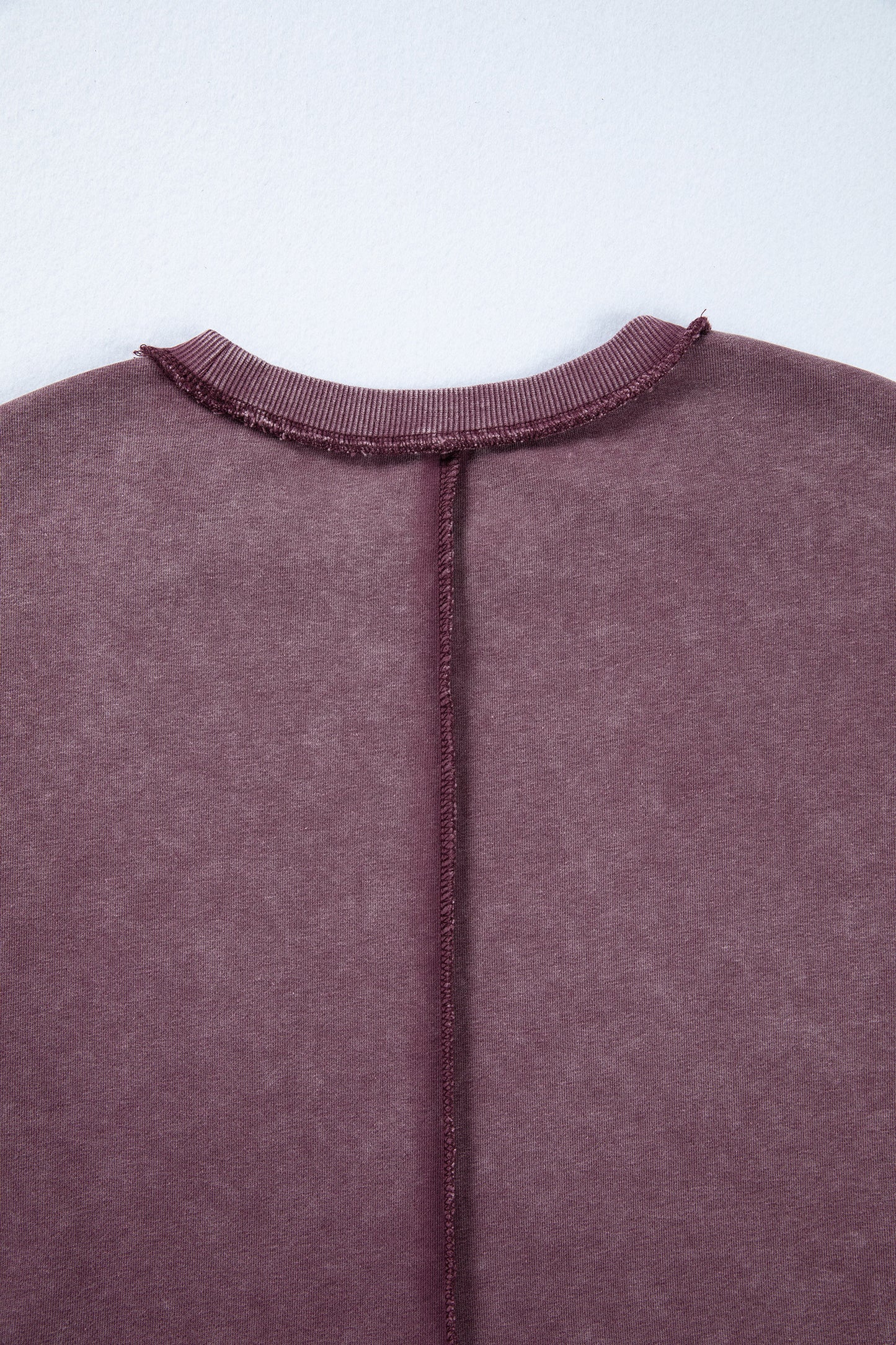 Red Sandalwood Mineral Wash Exposed Seam Side Slit Sweatshirt