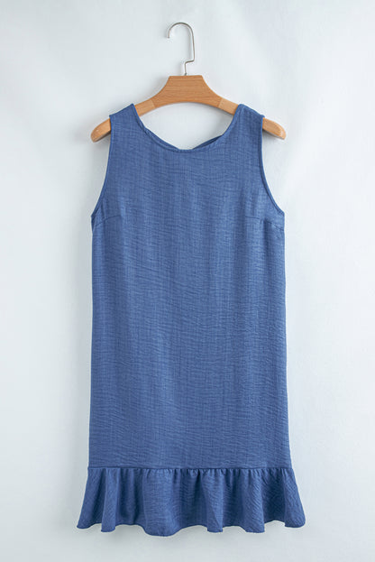 Ashleigh Blue Knot Scoop Back Ruffle Hem Sleeveless Mini Dress