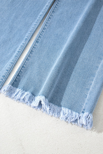 Myosotis Acid Washed High Rise Cropped Wide Leg Jeans