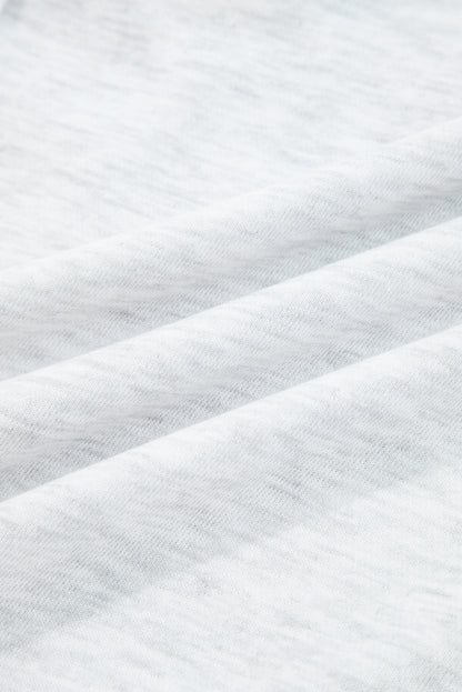 Gray Flower Patch Contrast Trim Crew Neck Sweatshirt