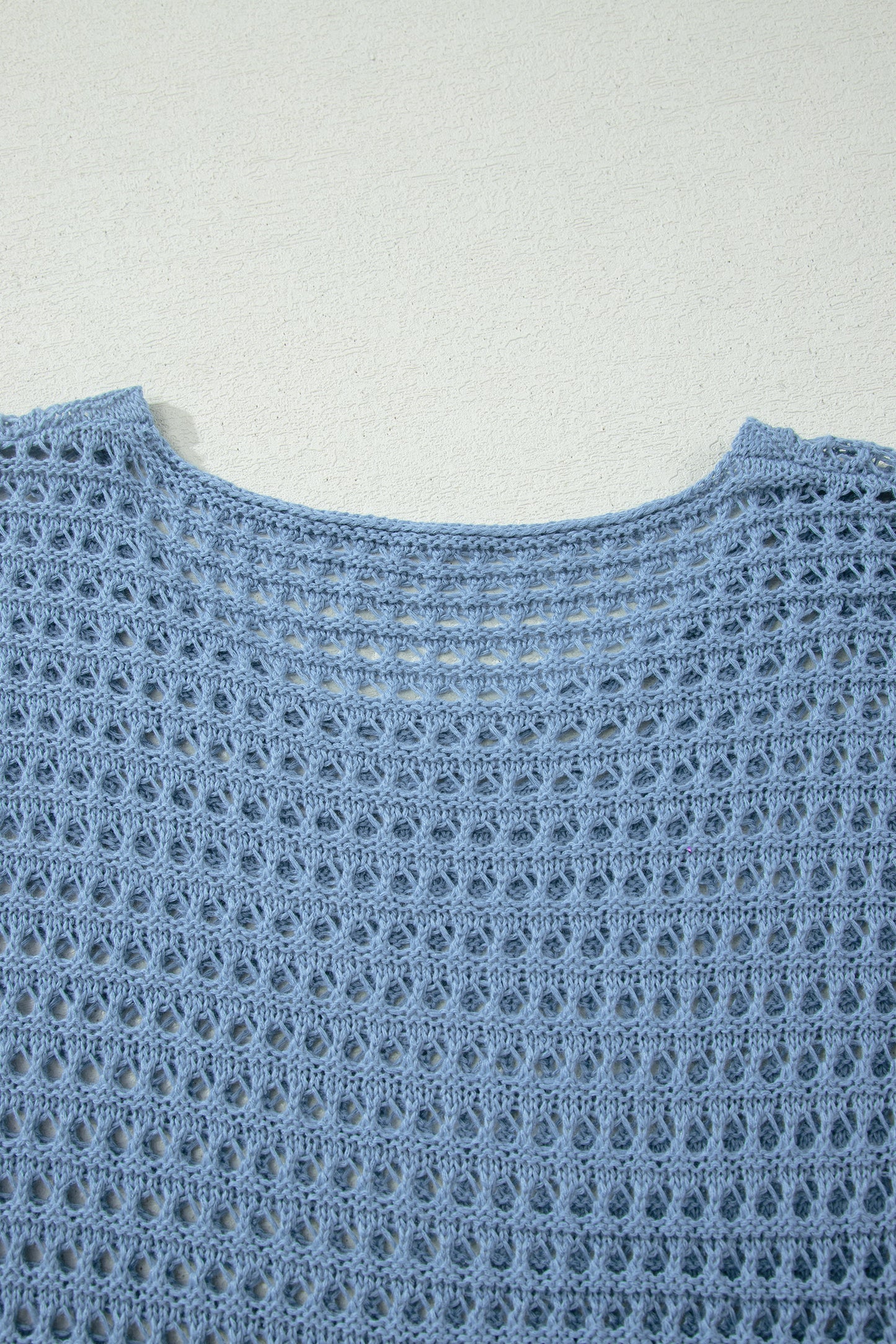 Myosotis Solid Color Hollow Out Knit Long Sleeve Crochet Sweater