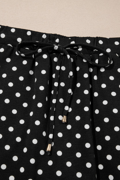 Sachet Pink Polka Dot Drawstring Casual Mini Skort