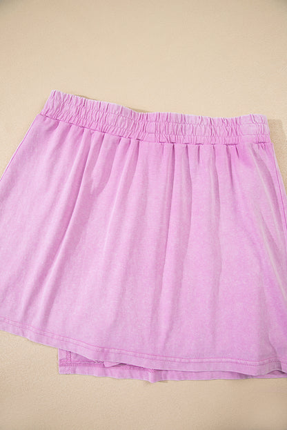 Phalaenopsis 2 Pieces Mineral Wash Cotton Tank Top Lined Split Skirt Set