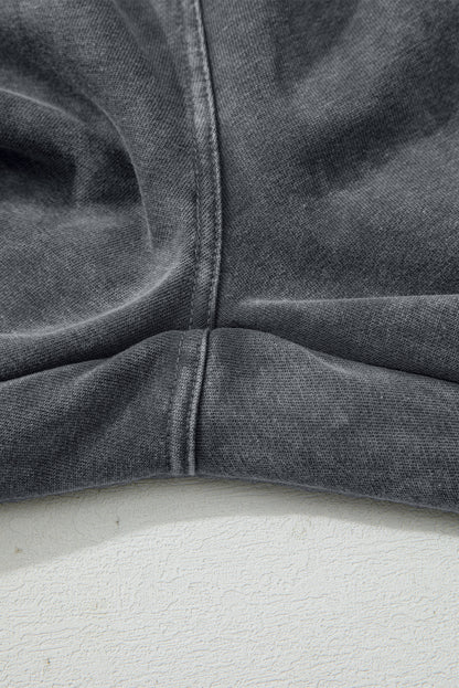 Medium Grey Mineral Wash Jogger Style High Waist Casual Pants