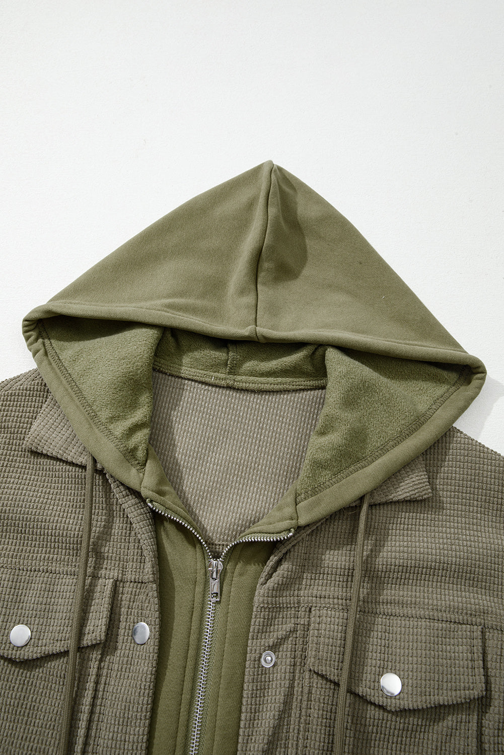 Beige 2 in 1 Thermal Knit Textured Hooded Jacket