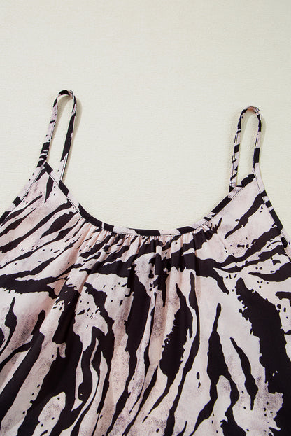 Black Abstract Print Open Back Boho Loose Maxi Sundress